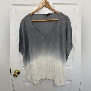 Acrobat 100% Linen Ombré V Neck Short Sleeve Top Size M/L Casual Summer Beach